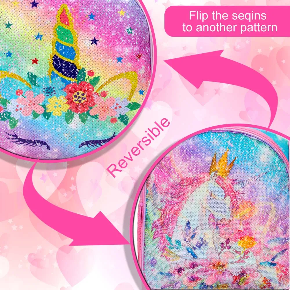 Unicorn Colorful Sequin Backpack Set