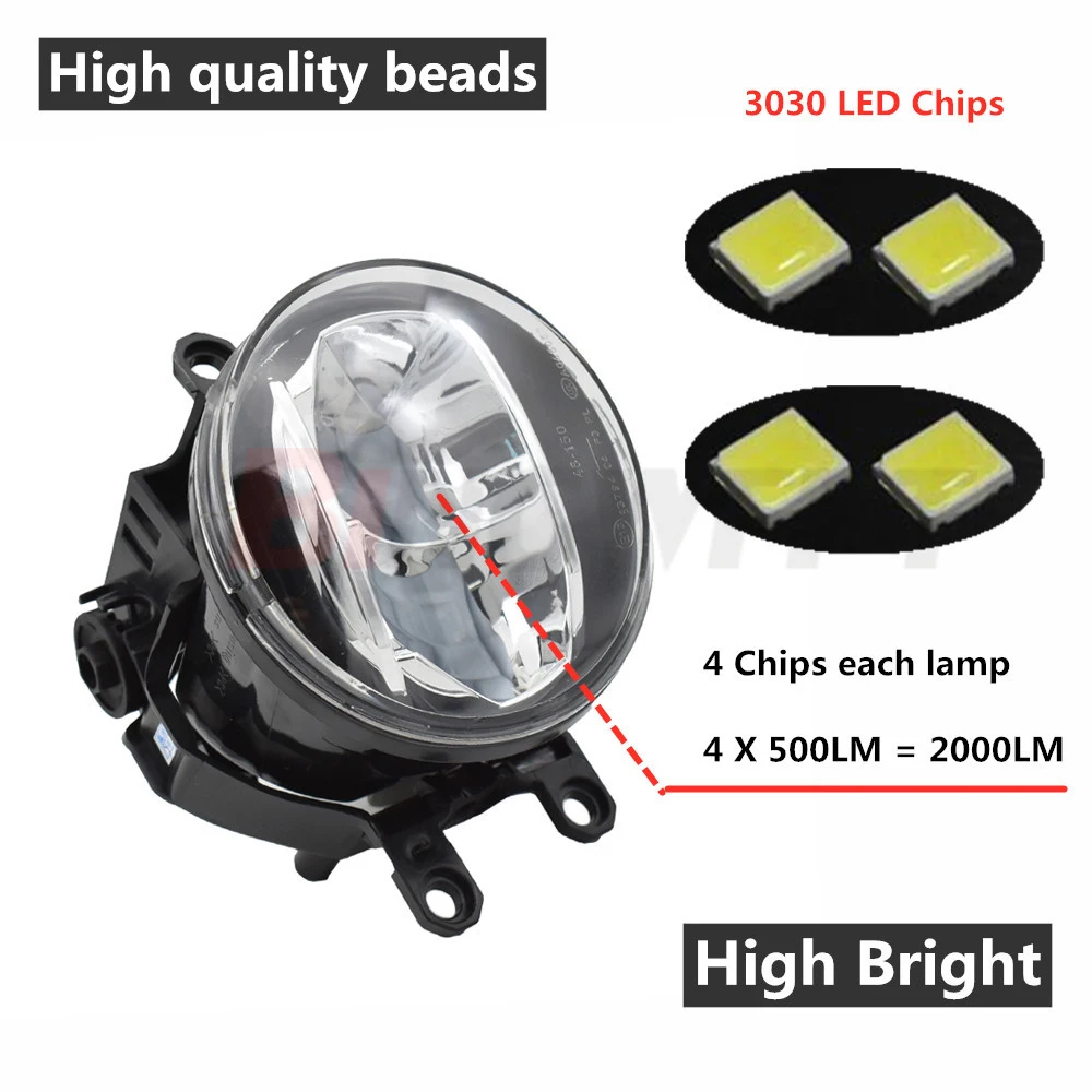Left /& Right Front LED Fog Light with 9 Lamp Bead Angel Eye 35500-63J02 for Navara