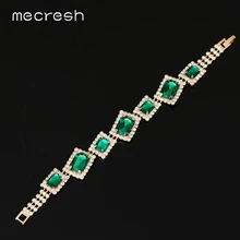 Mecresh Винтажный Зеленый прямоугольный Хрустальный Браслет для невесты браслет ювелирные изделия готические геометрические браслеты для невесты для женщин MSL430