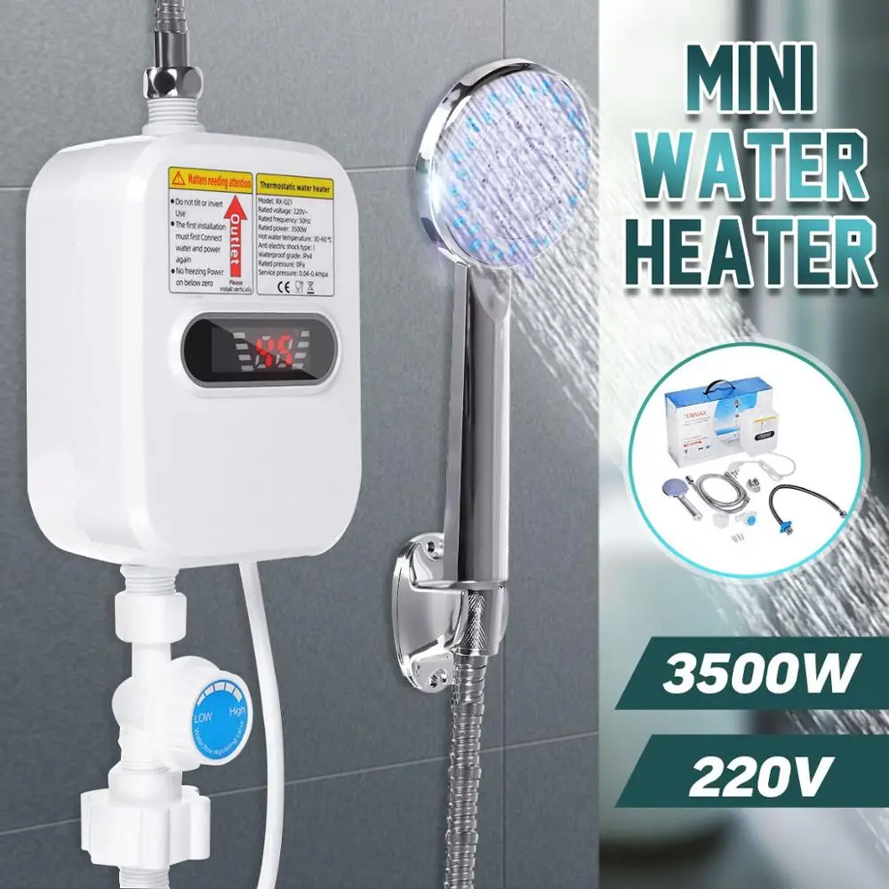 JY-018B,220V Water Heater Bathroom Kitchen Instant Electric Hot Water  Heater Tap Temperature Display With Faucet Shower