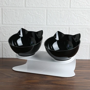 Explosive Cat Double Bowl Cat Bowl Dog Bowl Transparent AS Material Non-slip Food Bowl With Protection Cervical Transparent Cat 2