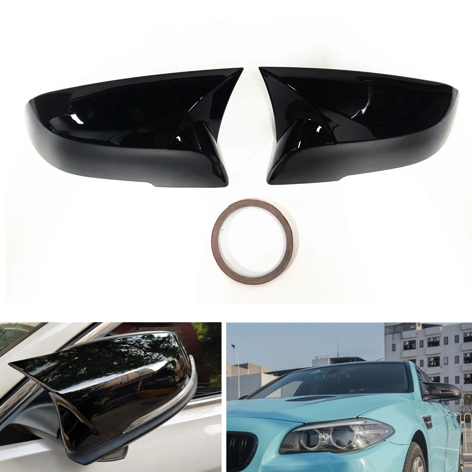 

Mirror Cover For BMW F30 2013-2019 Glossy Black/Carbon Fiber Look Car Exterior Side Rear View Caps Rearview Case Shell Add On
