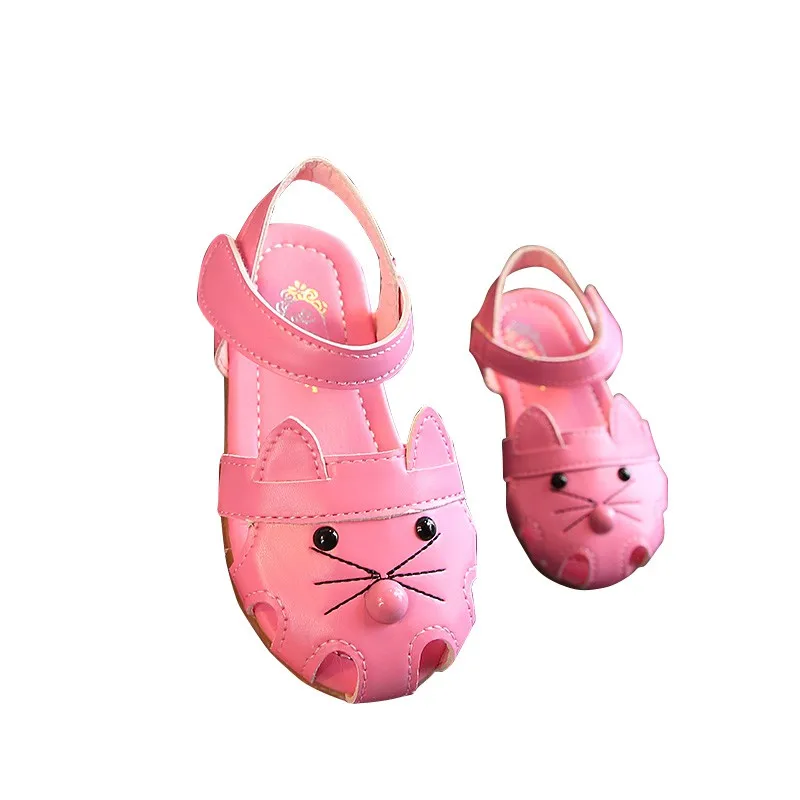 Сандалии для новорожденных и маленьких девочек с рисунком кота; прогулочные сандалии для малышей; сандалии с мягкой подошвой; садовая обувь; детские сандалии - Цвет: ZM660MR