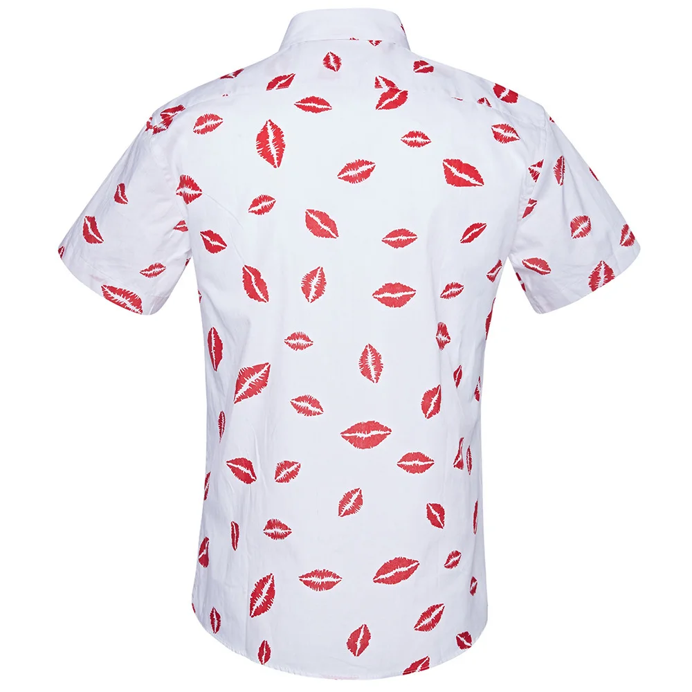 Летняя Пляжная Мужская рубашка с короткими рукавами из шелка и хлопка с принтом гавайская рубашка многоцветная розовая рубашка