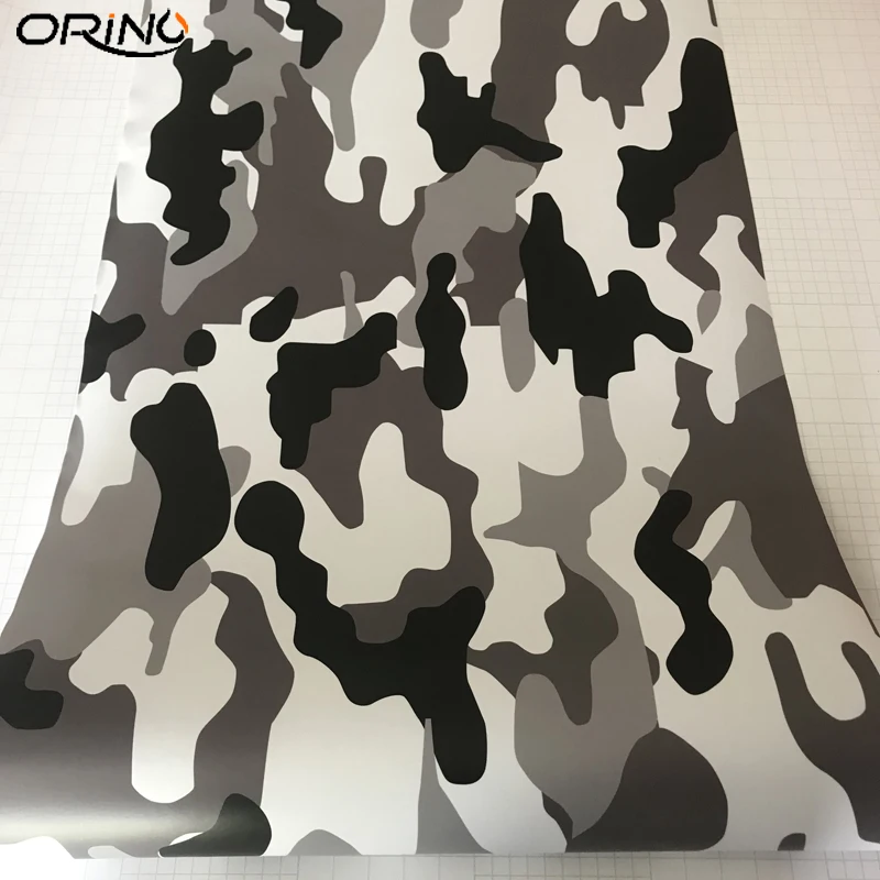 Black White Grey Camouflage Vinyl Film Sticker-6