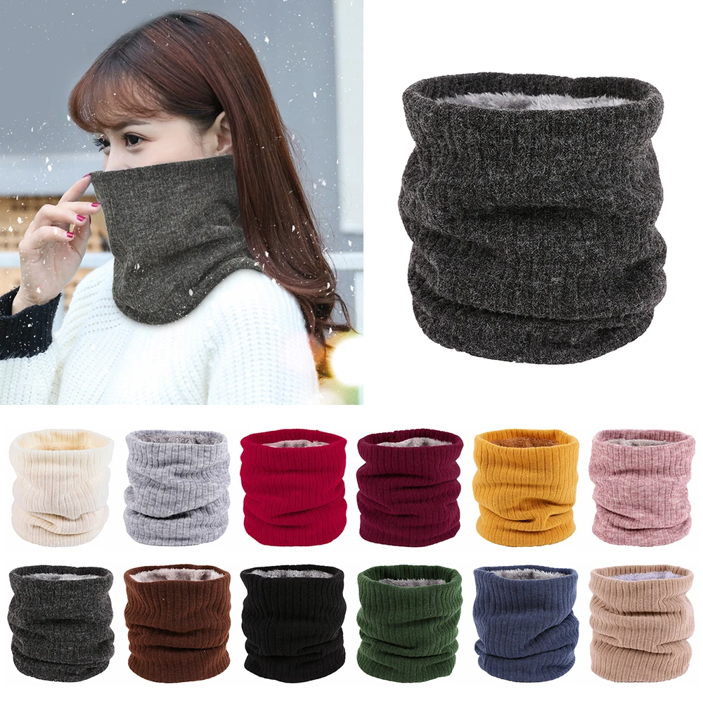 Unisex Winter hiking cycling Scarf with Faux Fur knit Neck Warmer Chunky Soft Thick Circle Loop Scarves for Woman Man 2