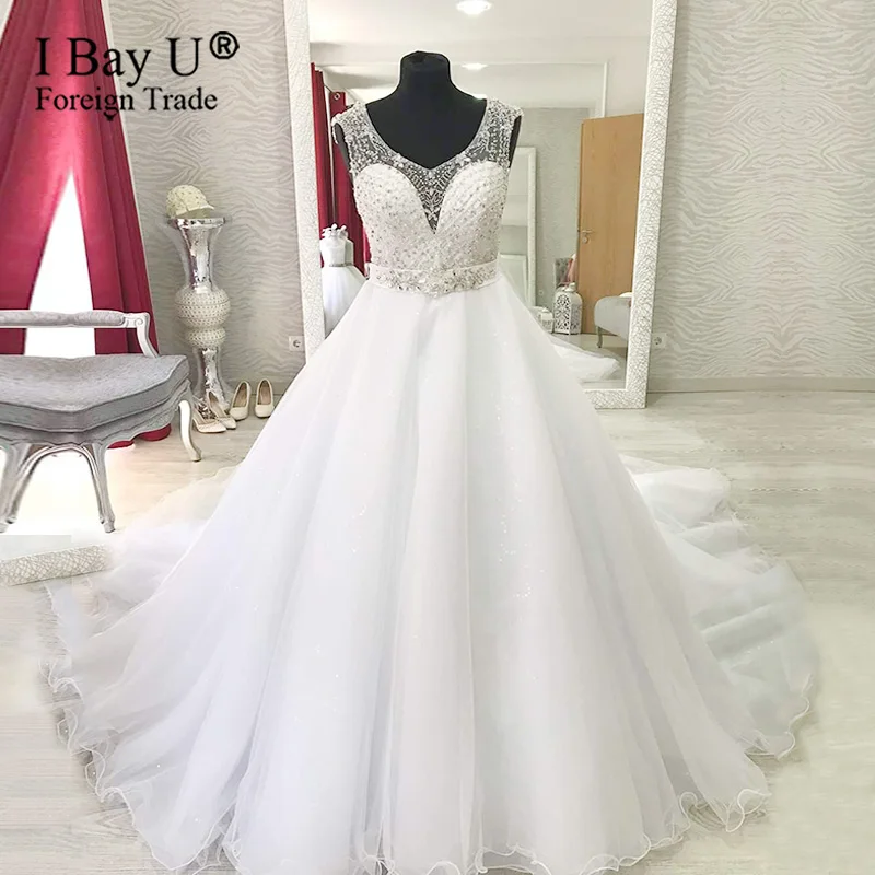 Роскошное Свадебное платье с бисером 2020 белое свадебное новое novias |