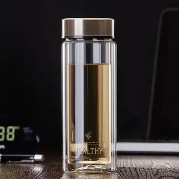 

Glass Water Bottle With Loose Leaf Tea Strainer Tea Infuser Double wall Glass Bottle Free to disassemble glass 300ML