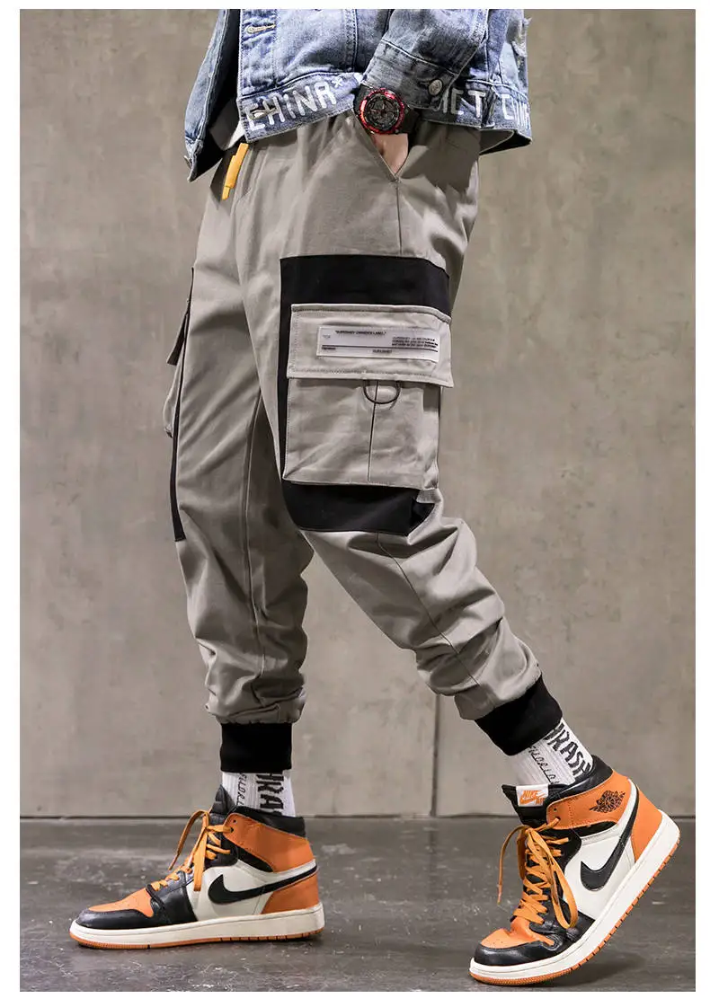 INS Европа пряжки ленты карманы джоггеры карго шаровары уличная мужские осенние хип-хоп повседневные спортивные штаны мужские брюки