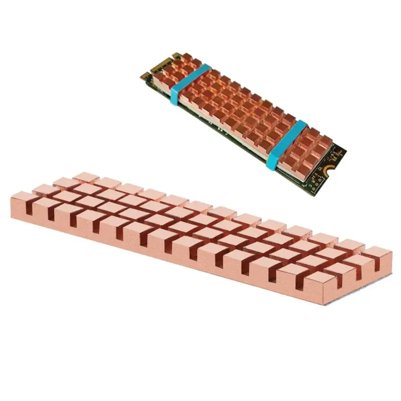 

Pure Copper Heatsink Cooler Heat Sink Thermal Conductive Adhesive for M.2 NGFF 2280 PCI-E NVME SSD 70x20MM Thickness 1.5/2/3/4MM