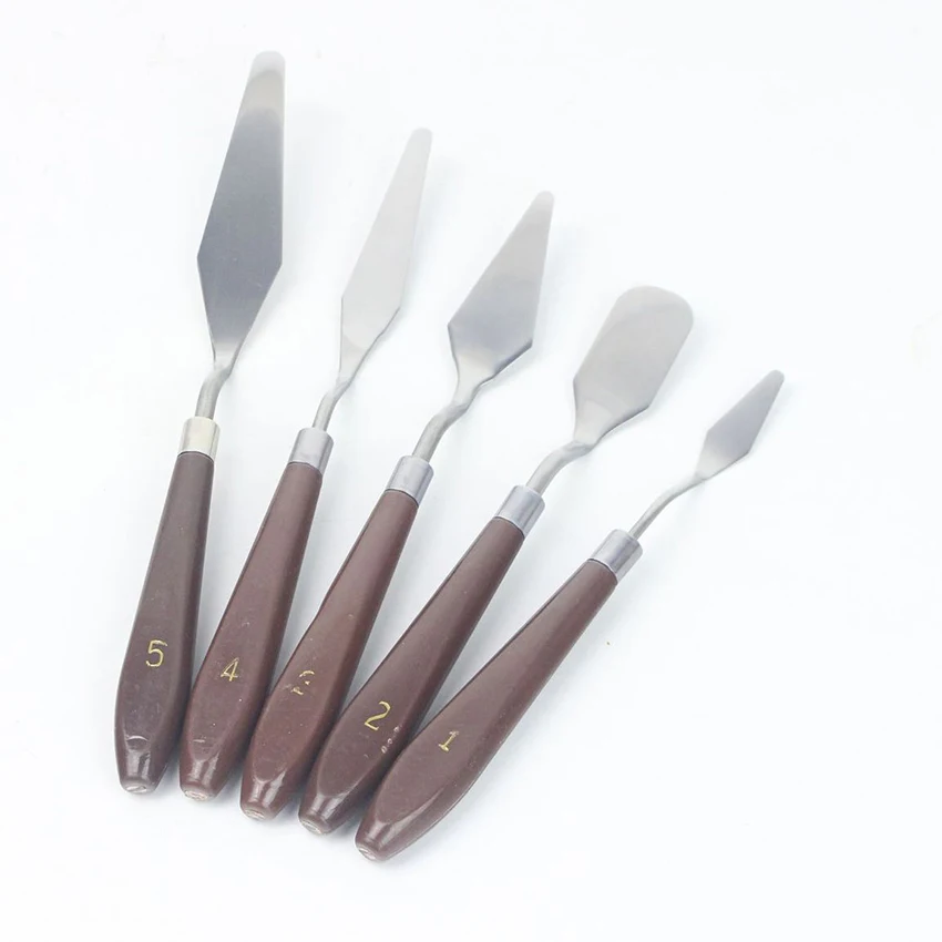  5PCS/Set Stainless Steel Paint Scraper Palette Painting Knife Watercolor Oil Acrylic Paint Spatula 