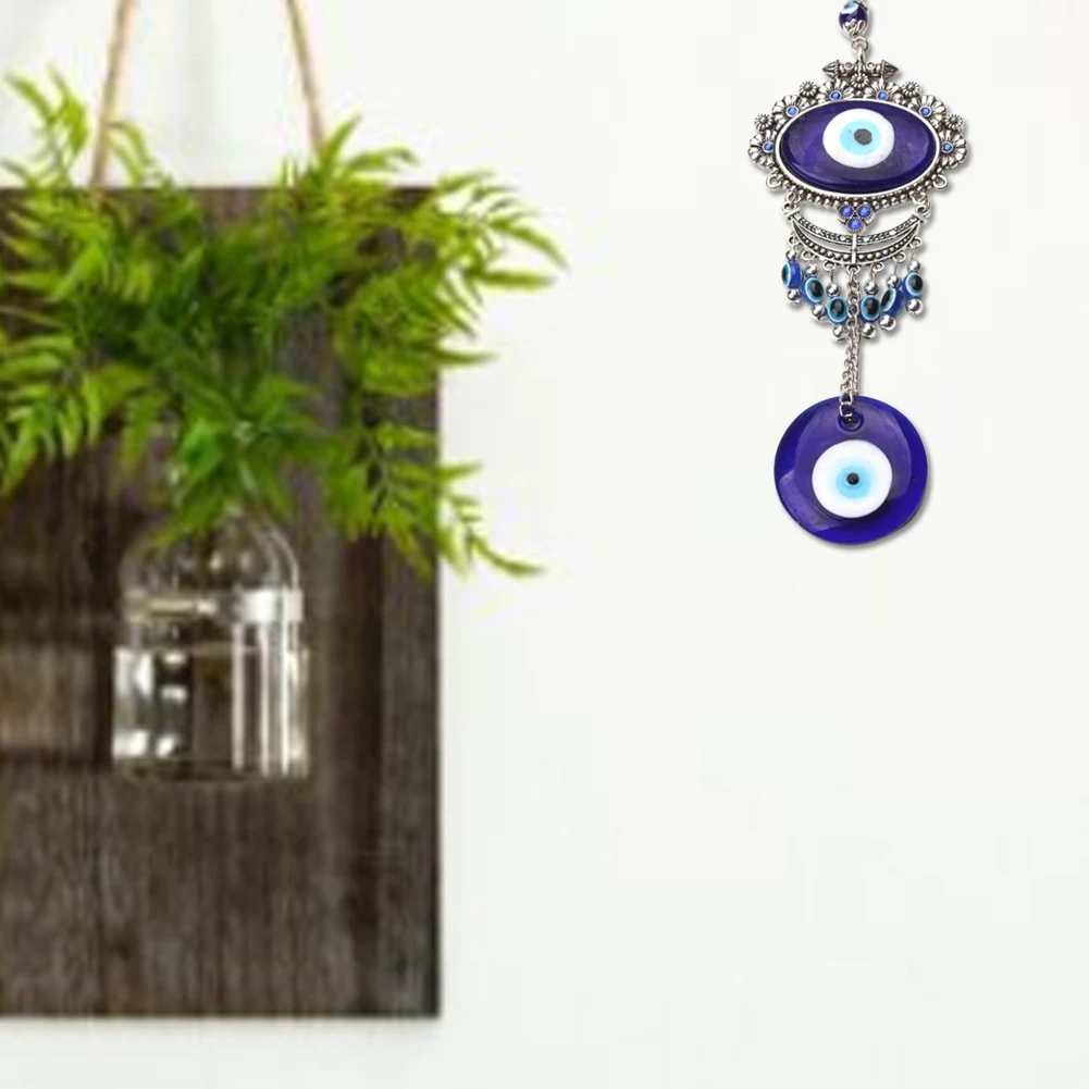 Retro Furnishing Multi Color Wall Hanging Blue Demon Eye Car Wind Chimes Home Ornament Gift Pendant Metal Decorative Blessing