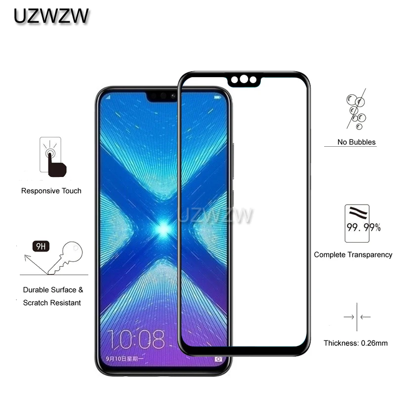 2 шт полное покрытие из закаленного стекла для huawei Honor 8X защита экрана из закаленного стекла для huawei Honor 8x