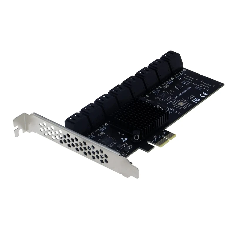 

PCIE SATA III 16 Ports Controller Card Slots PCIe 2.0 1X to SATA3.0 Adapter 6Gbps Expansion Card for Chia Mining JMB575