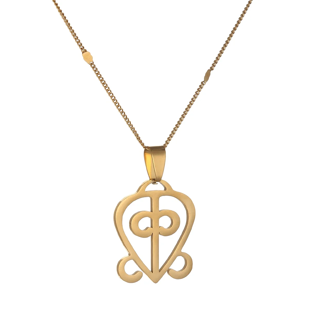Stainless Steel African Adinkra Symbol Pendant Necklace Love Powerful