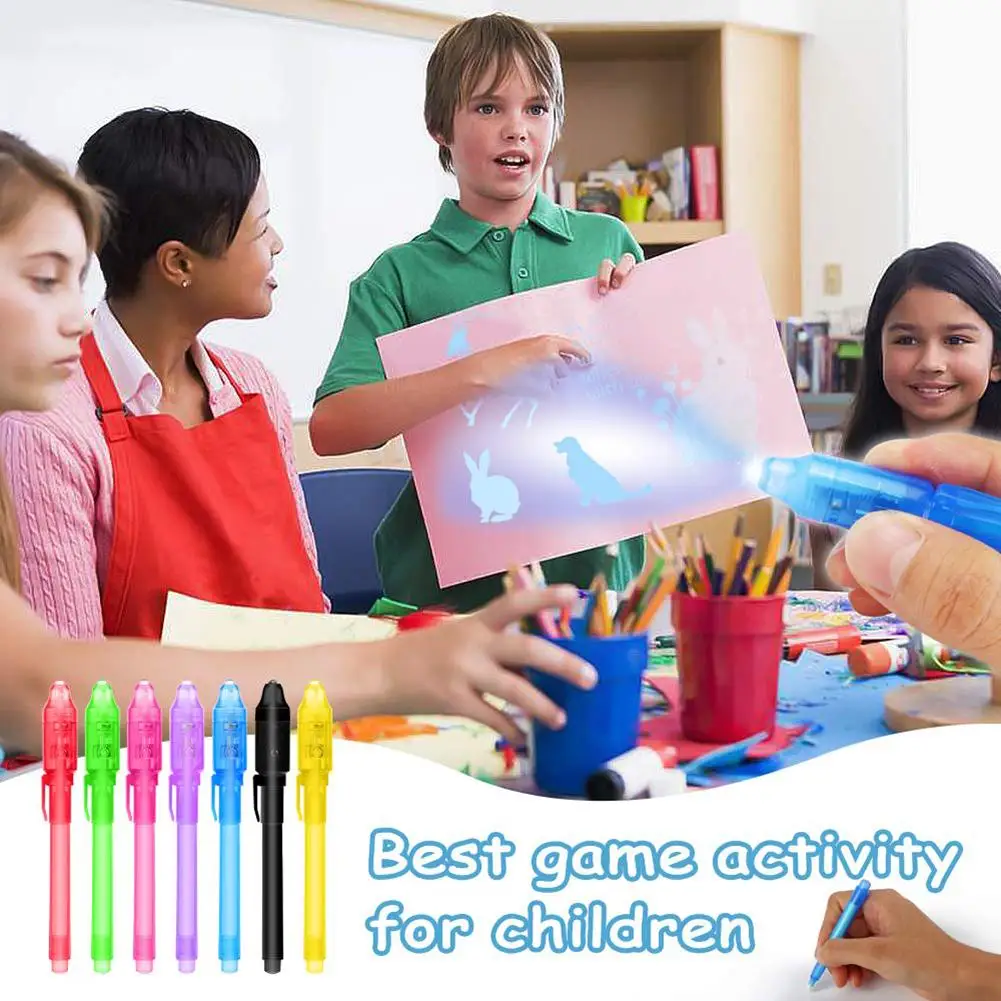 

5 PCS/set Secret Pen Birthday Party Invisible Ink Pen With UV Light For Children And Adults Party Birthday Gift 2019 Hot Sale