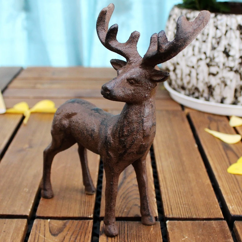 American Accents Retro Cast Iron Reindeer Figurines European Country Side Rustic Home Garden Tabletop Decor Metal Animal Statue American Accents Retro Cast Iron Reindeer Figurines European Country Side Rustic Home Garden Tabletop Decor Metal Animal Statue