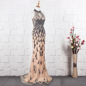 Image 3 - YY020 Churlya Wurfel dubaj luksusowa suknia wieczorowa najnowsza suknia projekt halter suknia wieczorowa syrenka abendkleider 2020 kristall luxus