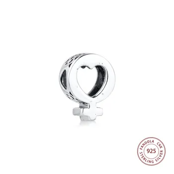 

2020 New Fits Pandora Bracelet 925 Sterling Silver Genuine Female Symbol Heart Charms Beads for Jewelry Making kralen