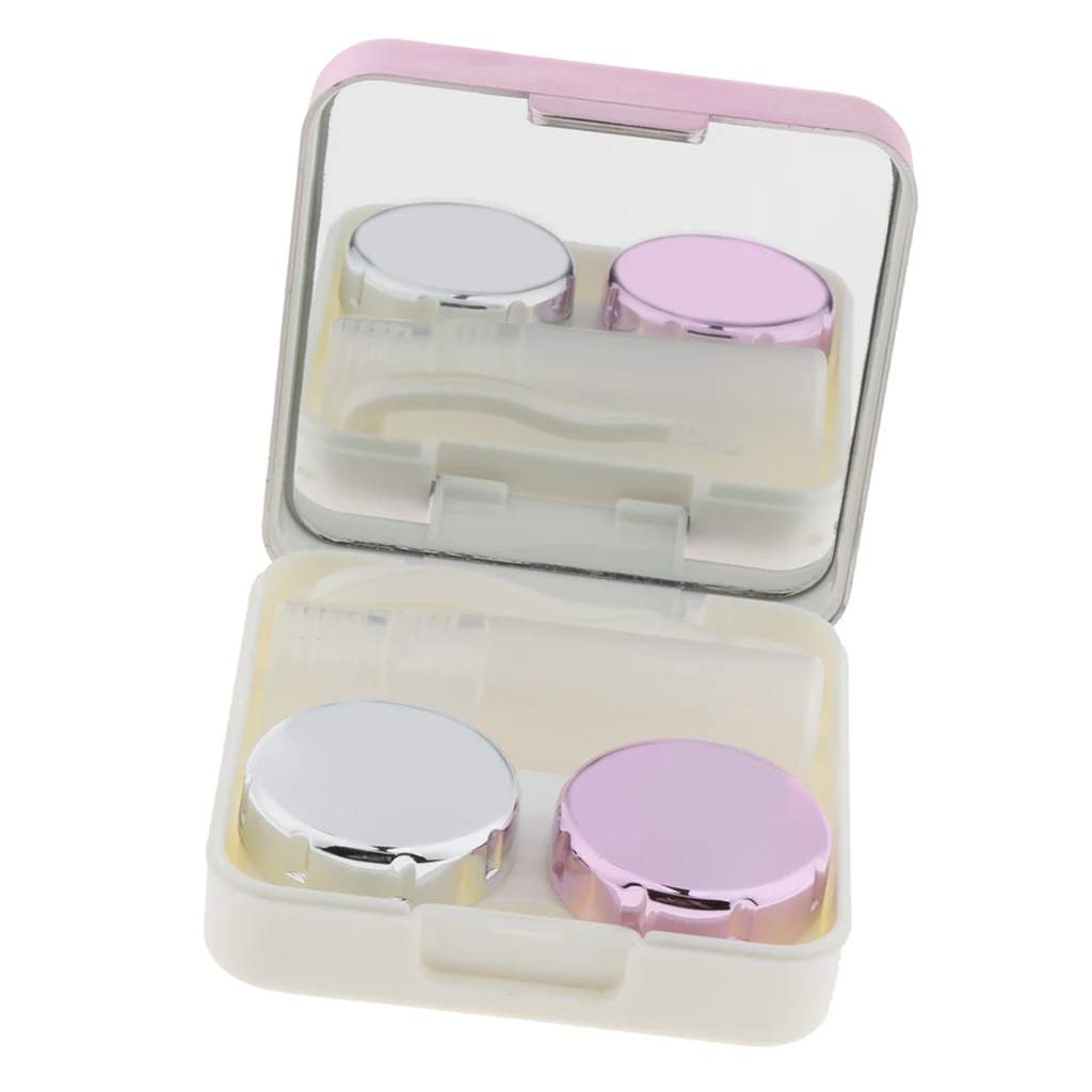 Portable Mirror Contact Lens Case Travel Kit, includes Solution Bottle, Mirror, Tweezer,Lens Holder, Stick Connections