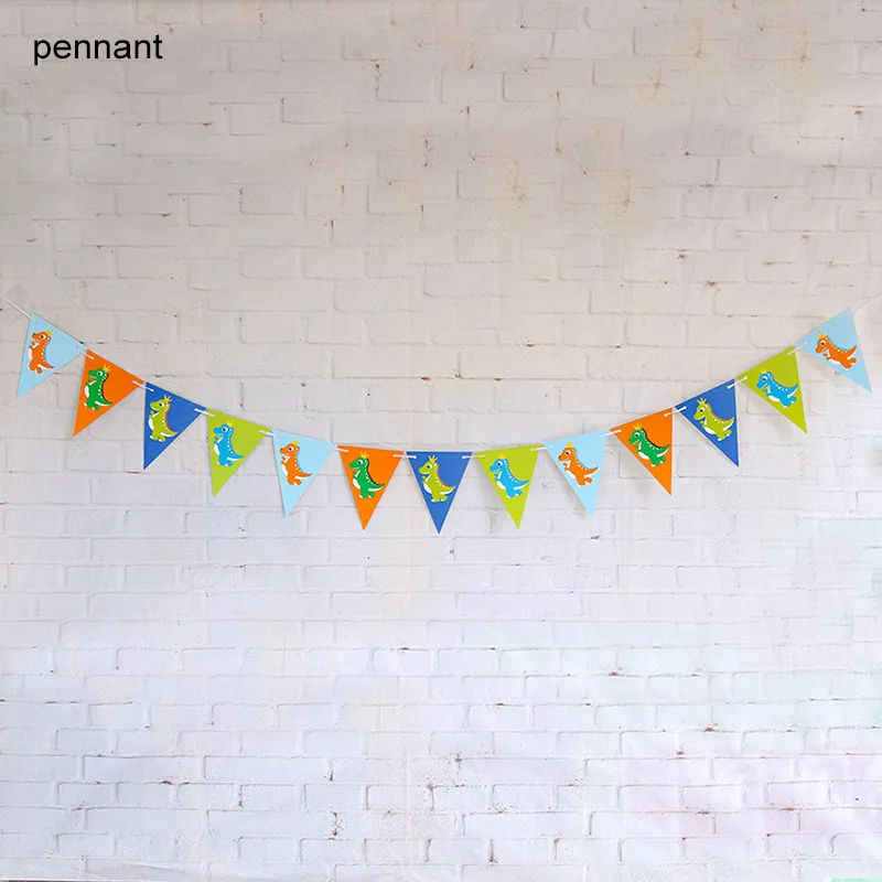 pennant Украшение для детской комнаты, флаг динозавра, 5 м, Детские аксессуары для душа с днем рождения, гирлянда, бумага, динозавр, вечерние украшения - Цвет: pennant