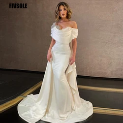 Fivsole Custom Made Luxury Mermaid Wedding Dress Satin Beaded Floor Length Bridal Gown Chapel Train Corset Vestido De Novia