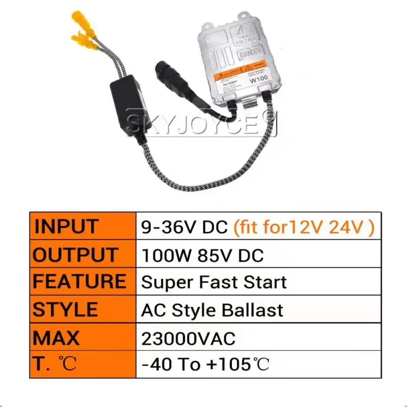 SKYJOYCE hid xenon kit H4 100W H1 H11 9005 9006 880 D2H D2Y H7 100W driver hid ballast headlight 12V 4300K 6000K 8000K car light (7)