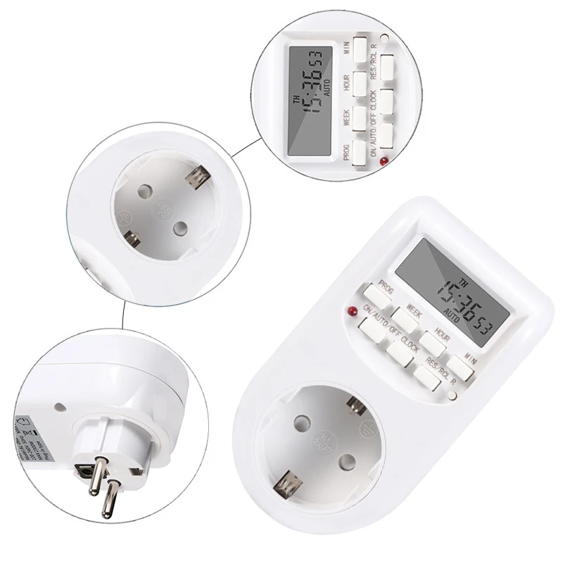 

Digital Timer Electronic Switches EU Plug Socket Kitchen Timer Outlet 220V 50HZ 10A Programmable Timing Smart Socket Wholesale