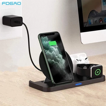 

3 in 1 Wireless Charger Docking Station 10W Fast Charging Stand For iPhone 11 Pro XR XS Max X 8 Apple Watch 2 3 4 5 AirPods Pro