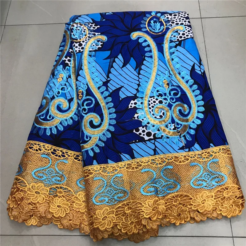 

2020 High Quality New Arrival Ankara 100% Cotton Wax Lace Wax Fabric African Embroidery Dutch Wax With Lace Fabric ZQ030349