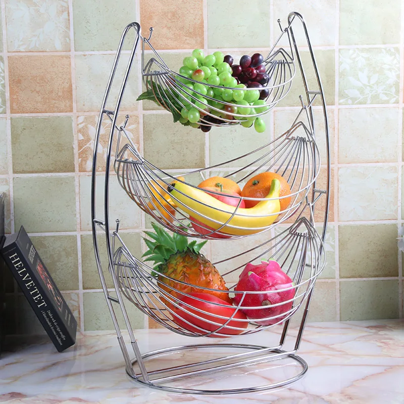 

European Iron Fruit Basket Creative Detachable Fruit Basin Fruit Storage Basket Three Layers Fruit Cradle Home Decoration