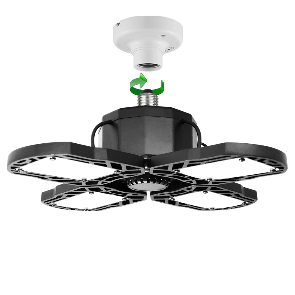 

Led Garage Lights Deformable Led Folding Adjustable Ceiling Lamp E27 Led Light for Garage/Warehouse/Workshop/Balcony/Basement