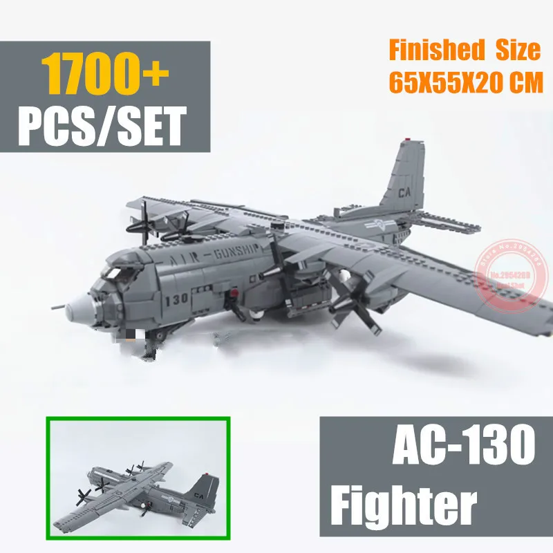 

MOC AC-130 War Fighter Airforce Plane Fit Legoings Military Technic SWAT Army Solider Figures Building Block Bricks Toy Kid Gift