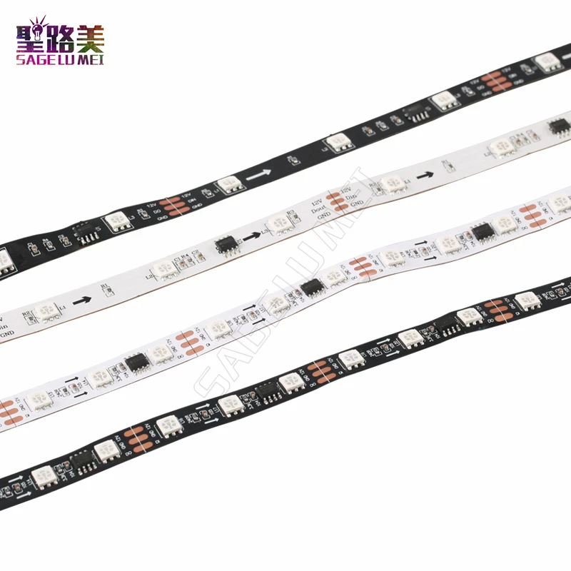 SMD5050 RGB Гибкая Адресуемая 30/48/60 светодиодов/м ws2811 Светодиодная Пиксельная лента