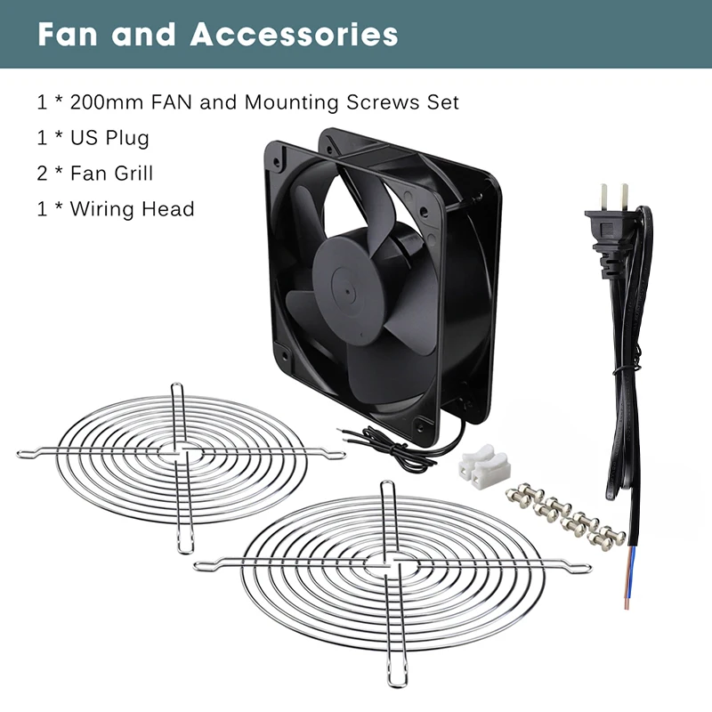 Gdstime-ventilador Axial ac 220v 200 mm 200x200x60 mm Ventilador Industrial de Esfera 20cm Grande Volume de ar 200 mm x 60 mm Refrigerador de Armazém 1pc - Imagem 4