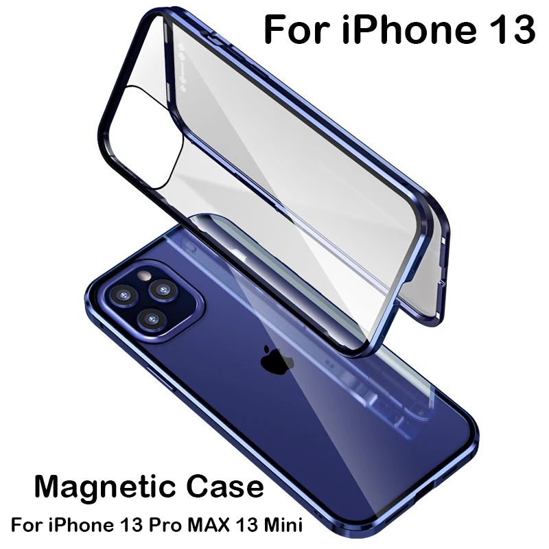 Магнитный чехол с полным покрытием 360 градусов для iPhone 13 12 Pro MAX Mini Coque 11 телефона XS
