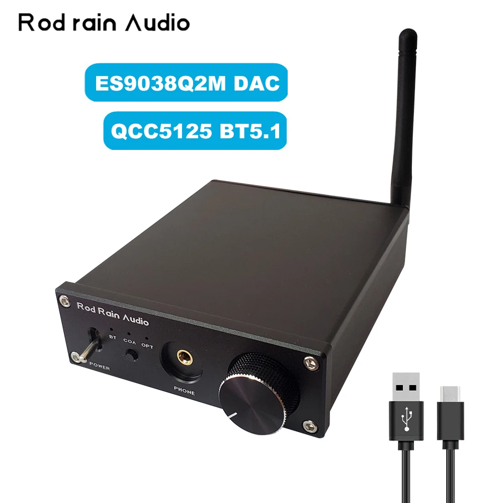 Rod Rain Audio ES9038Q2M DAC QCC5125 Bluetooth 5 1 APTX-HD LDAC APTX-адаптивный звуковой декодер усилитель для