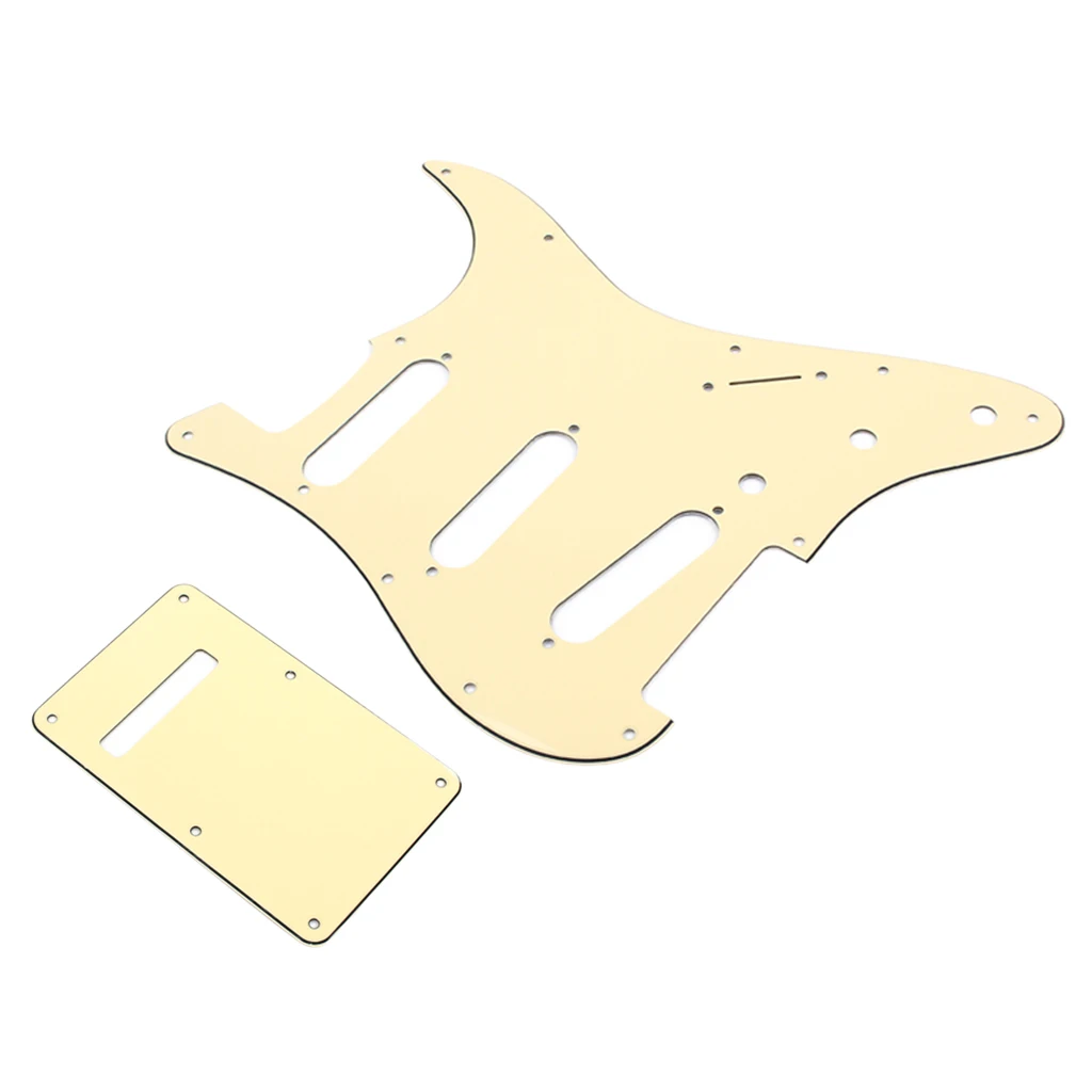 Guitar SSS Pickguard Protector 3Ply + Back Plate for Fender Style Electric Guitar