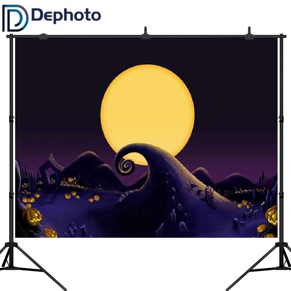 

Dephoto Nightmare Before Christmas Themed Backdrop Halloween Pumpkin Jack Photo Studio Photography Background Decoration Shoot
