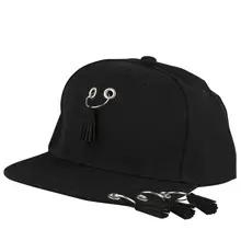 여름 남자 snapback 모자 반지 여성 펑크 tassels 야구 힙합 모자 아빠 짧은 댄스 플랫 바이저 뼈 소년을위한 검은 모자(China)