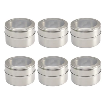 

6/12pcs Barbecue Storage Spice Jars Cooking Spice Tins Clear Lid Container Magnetic Seasoning