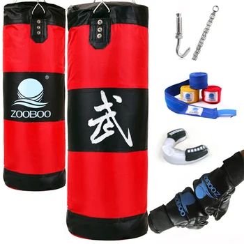 

100cm Training Fitness MMA Boxing Punching Bag Sport Sandbag Muay Thai Training Set Boxing Gloves & Wrap & Teeth Guard & Hook