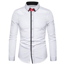Роскошная Осенняя мужская официальная рубашка приталенная деловая рубашка с длинным рукавом на пуговицах однотонная Повседневная Рабочая Рубашка