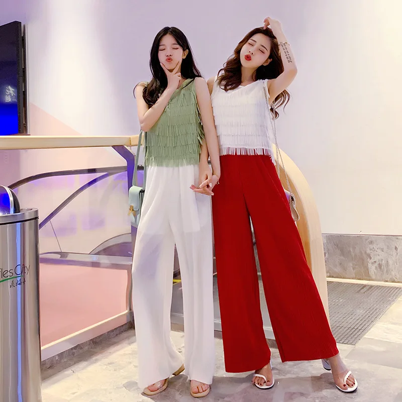 

2019 Summer New Style Very Fairy of France Non-mainstream Two-Piece Set Western Style by Age Trousers Online Celebrity French Sl