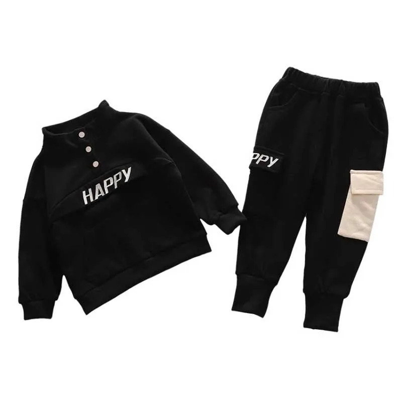 2pcs/Set Autumn Children Sport Kids Wear for Boy Girls Cotton Sweatshirt Fashion Color matching Sports Leisure Two-Piece Set