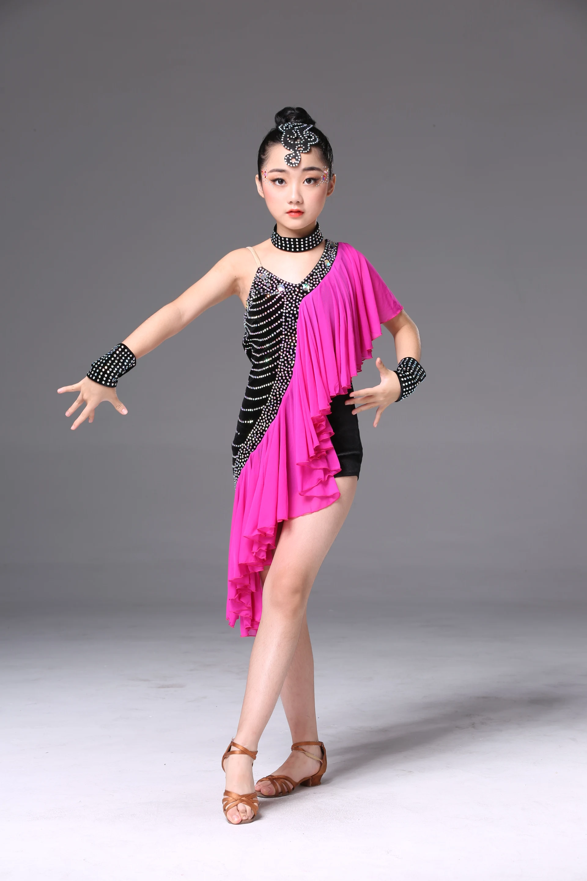 Tassel Latin Dance Dress For Girls Children Salsa Tango Ballroom Dancing Dress Competition Costumes Kids Practice Dance Clothing