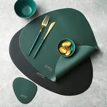 Geschirr Pad Tischset Tisch Matte PU Leder Wärme Isolierung Nicht-Slip Einfache Tischsets Disc Bahn Tischset für Esstisch