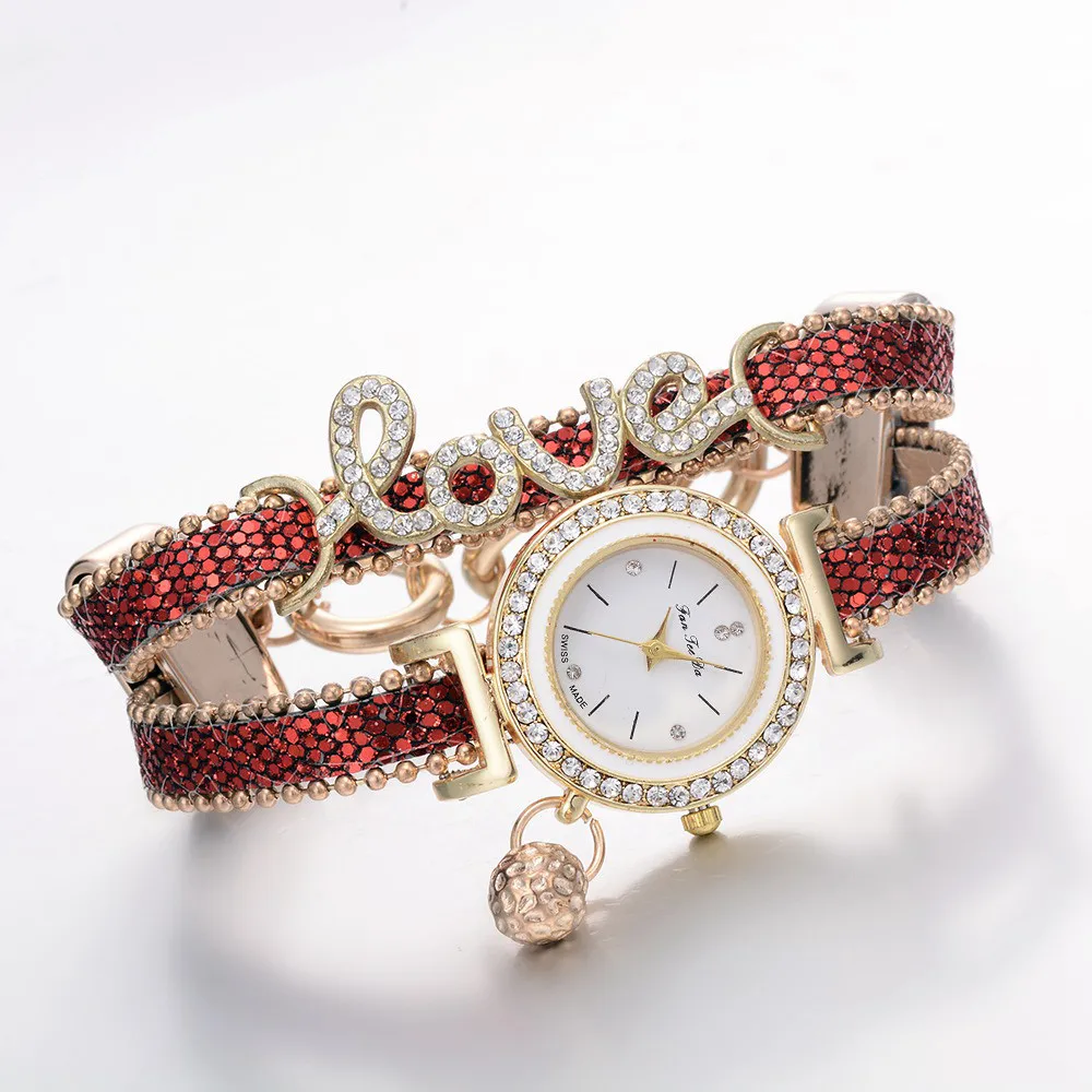 Женские кожаные женские часы с браслетом, расширенный ремешок, намотка, аналоговые кварцевые часы с механизмом, подарок, relogio feminino часы 50