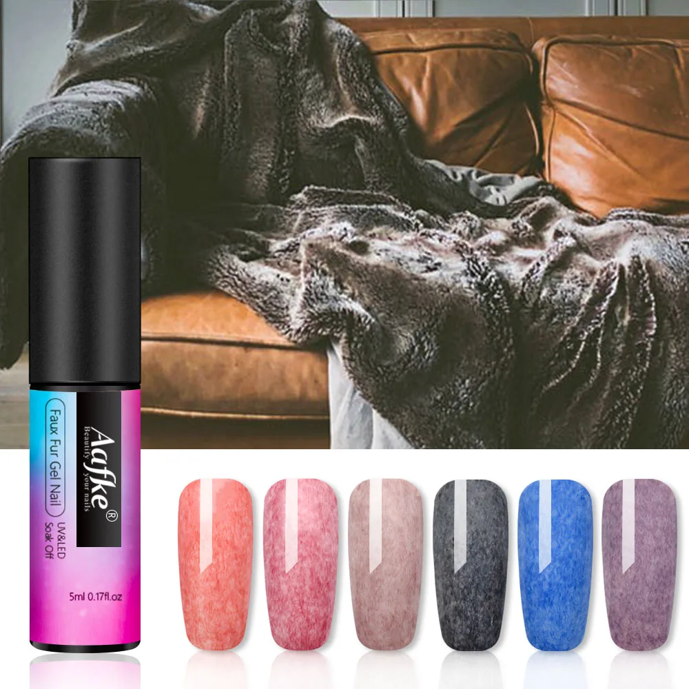

5ML Faux Fur Gel Nail Polish 6 Colors Nail Gel Varnish Soak Off UV LED Nail Art Long-Lasting 3D Gel Lacquer ZJJ3058