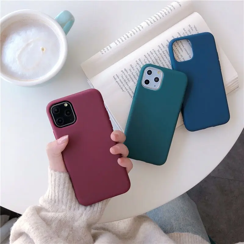 Телефонные аксессуары однотонные чехлы для iphone 11pro max 11 чехол 6 6s 7 8plus xr x xs мягкая
